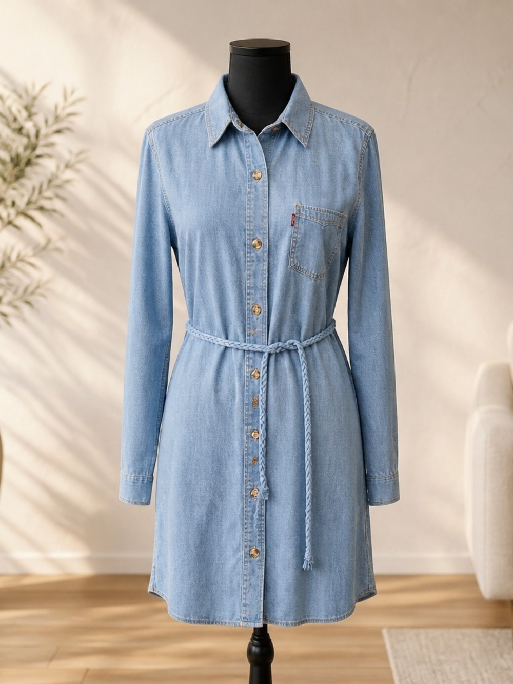 Levi's Size XL Denim Wonderful Art Chambray Jean Cotton Shirt Dress